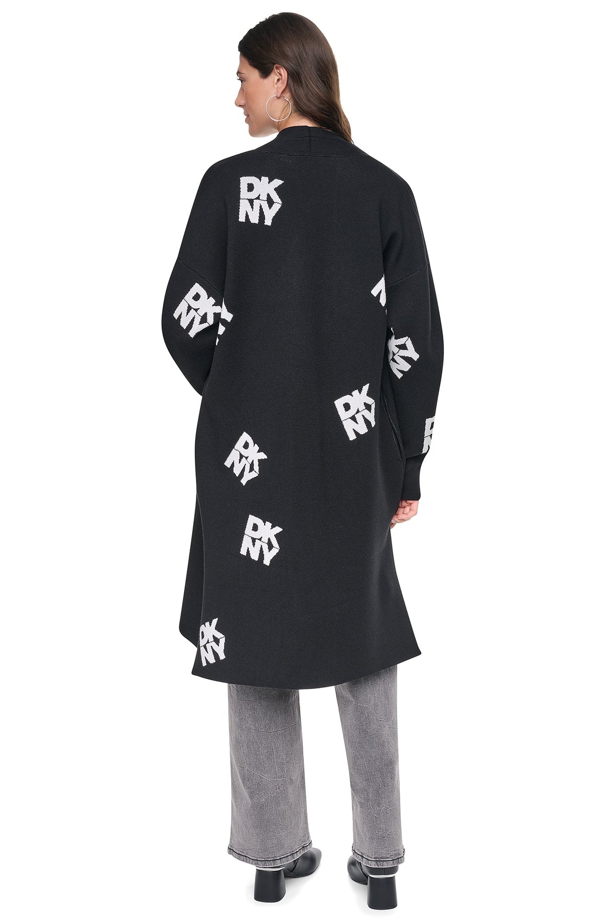 ALL-OVER STACK LOGO LONG CARDIGAN