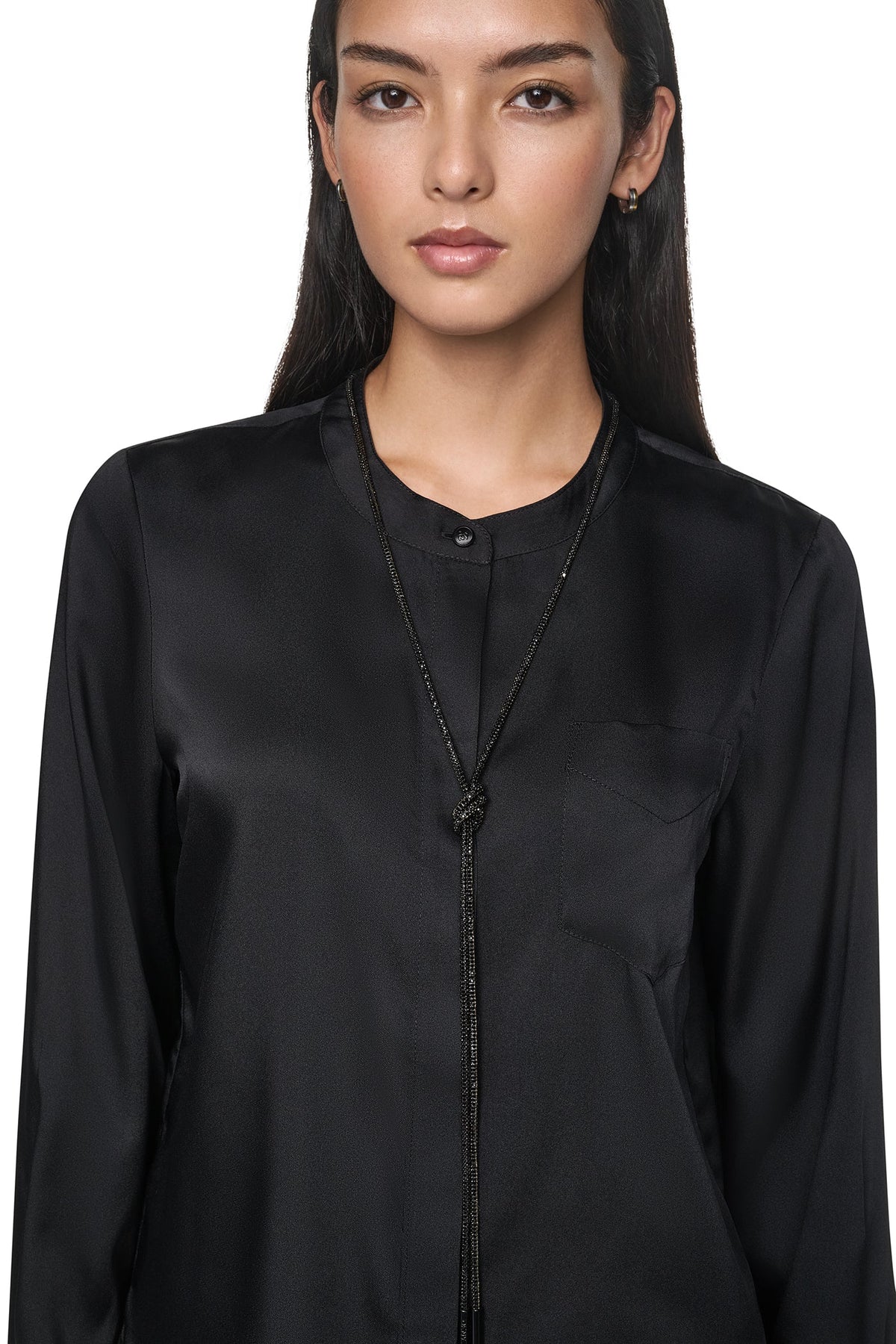 EMBELLISHED NECKTIE BLOUSE