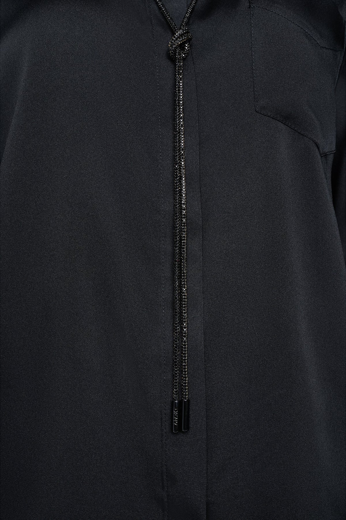 EMBELLISHED NECKTIE BLOUSE