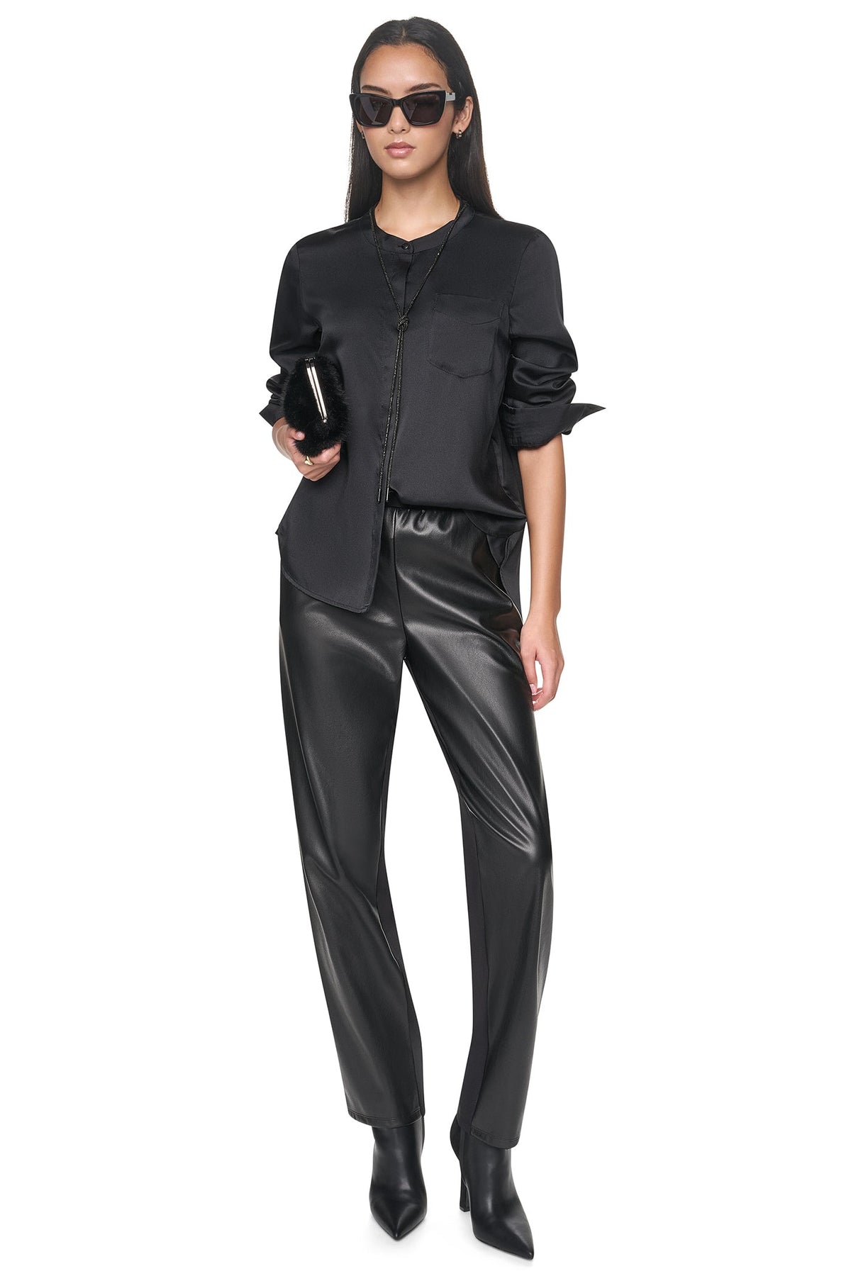 EMBELLISHED NECKTIE BLOUSE