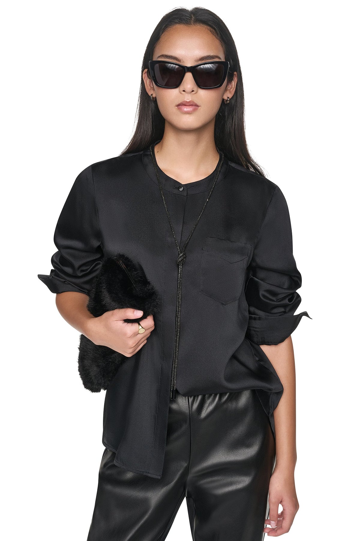 EMBELLISHED NECKTIE BLOUSE