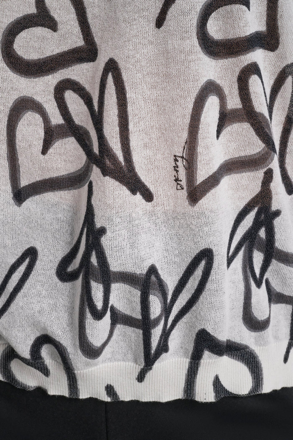 COTTON-BLEND GRAFFITI HEART SWEATER