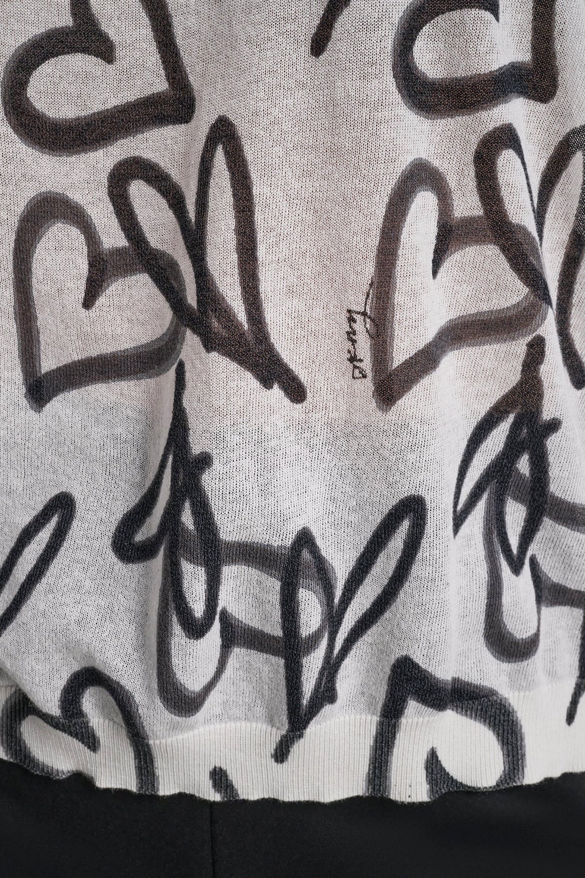COTTON-BLEND GRAFFITI HEART SWEATER
