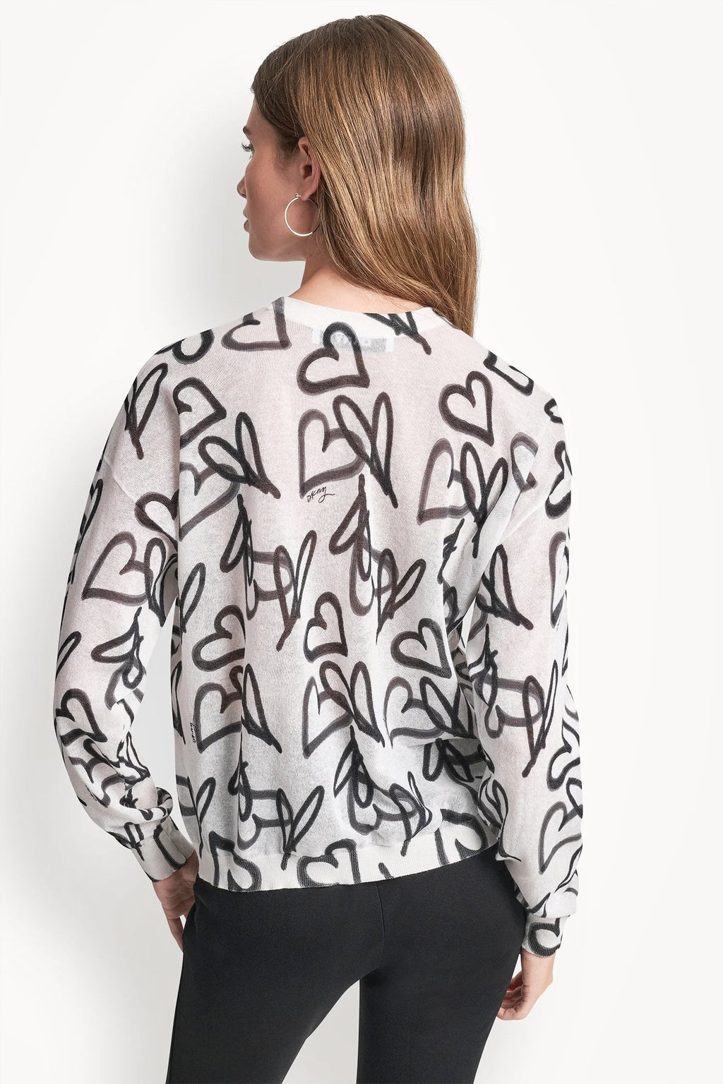 COTTON-BLEND GRAFFITI HEART SWEATER