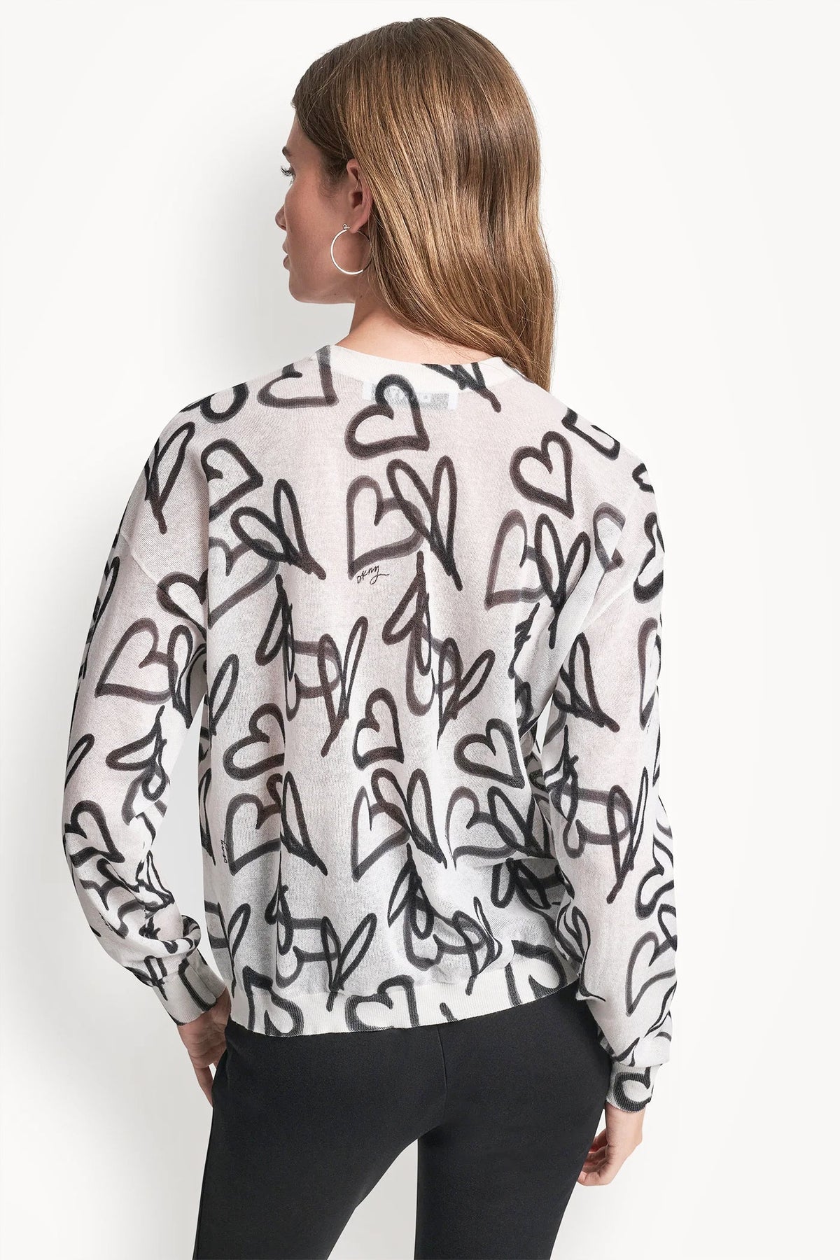 COTTON-BLEND GRAFFITI HEART SWEATER