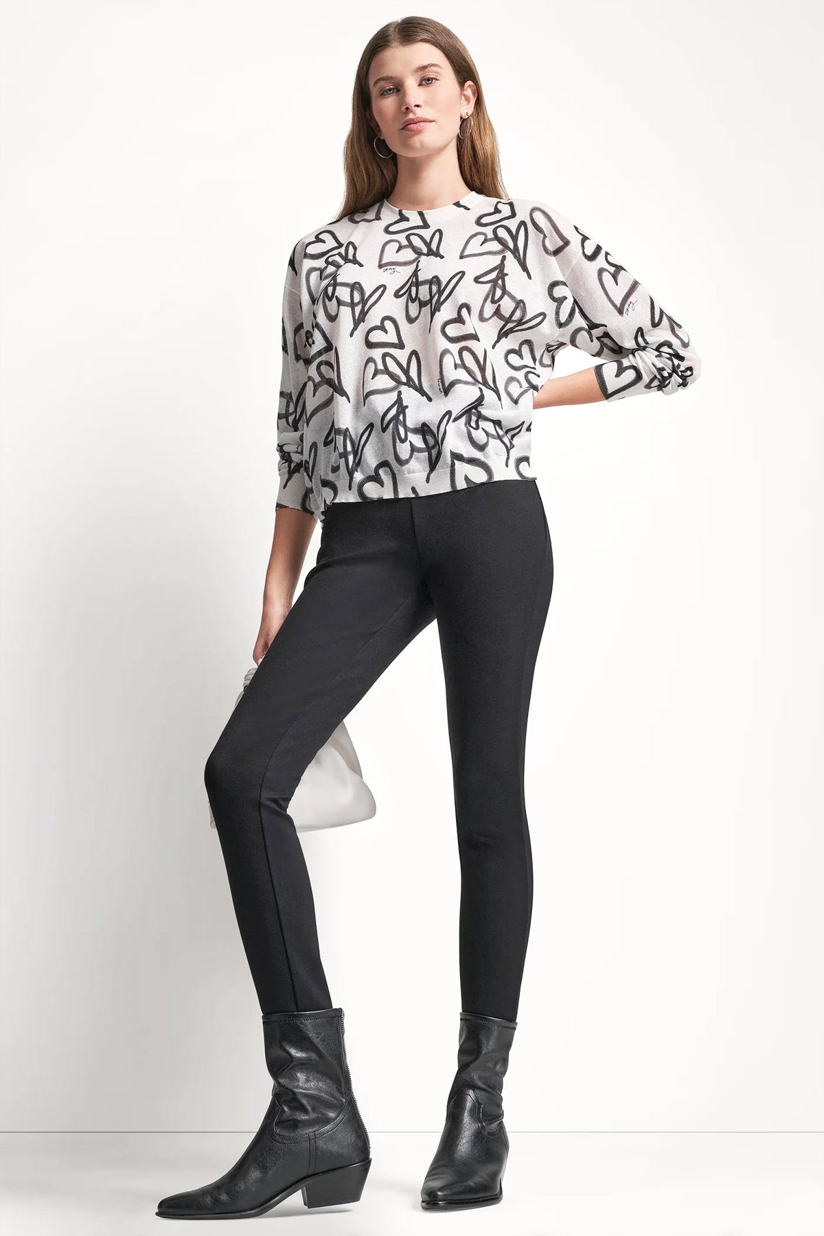COTTON-BLEND GRAFFITI HEART SWEATER
