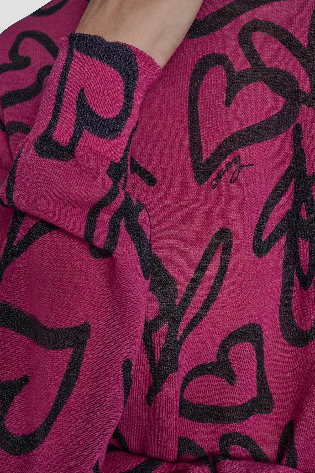 COTTON-BLEND GRAFFITI HEART SWEATER