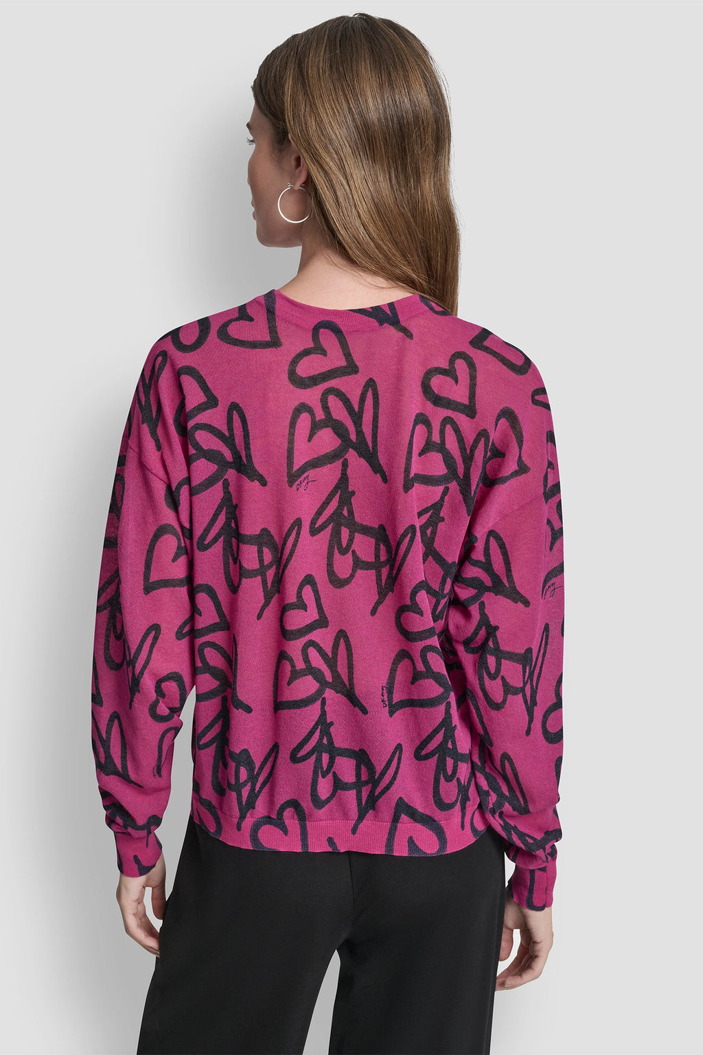 COTTON-BLEND GRAFFITI HEART SWEATER
