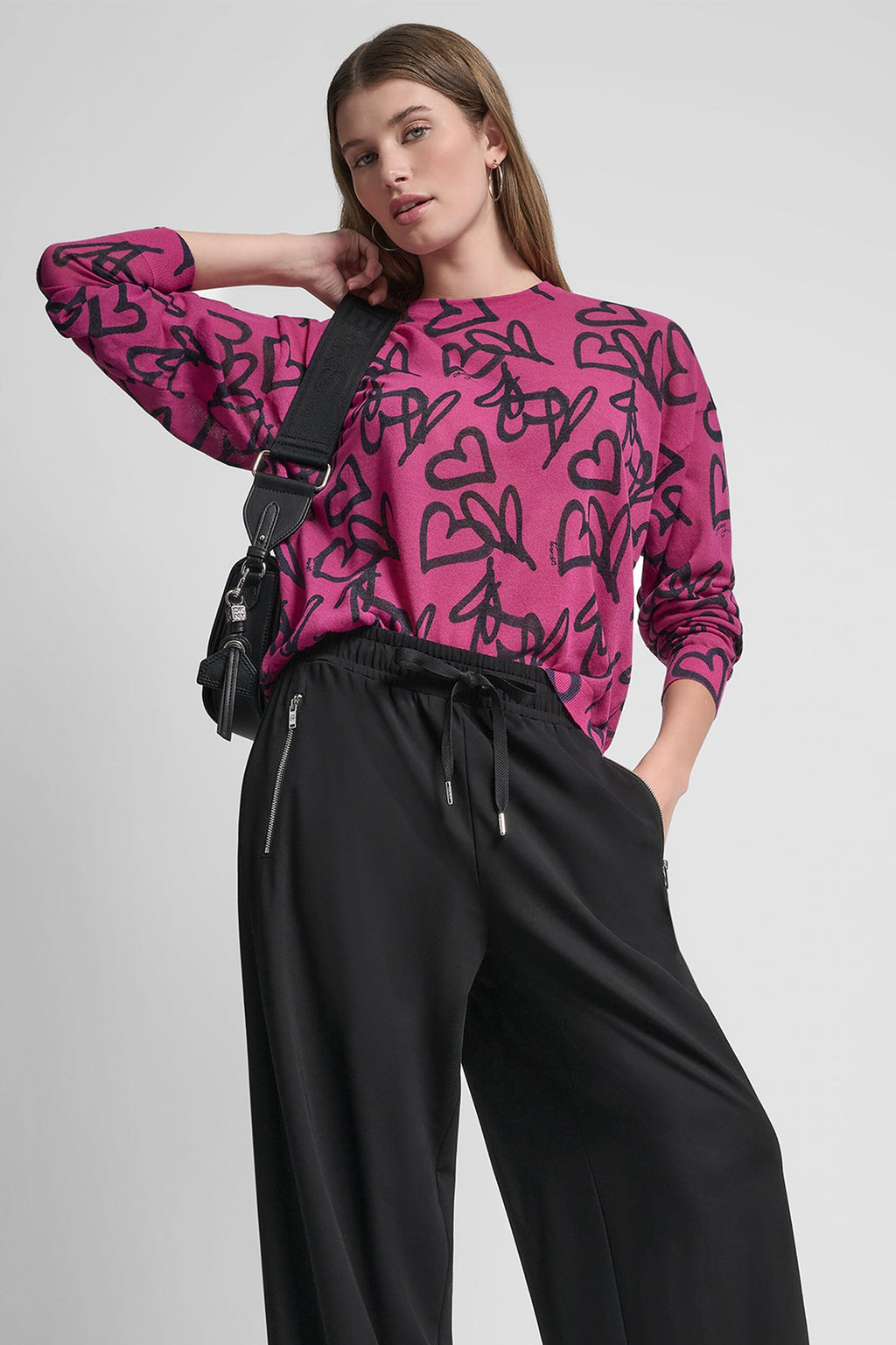 COTTON-BLEND GRAFFITI HEART SWEATER