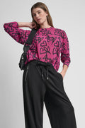 COTTON-BLEND GRAFFITI HEART SWEATER