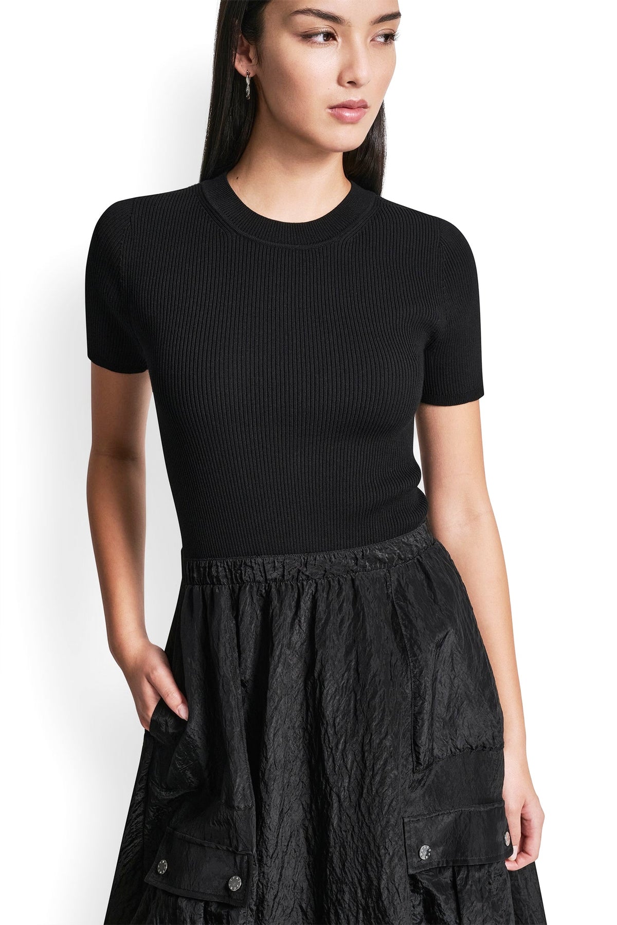 MIXED MEDIA CARGO MIDI BUBBLE DRESS