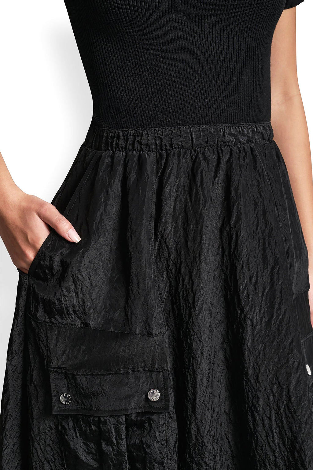 MIXED MEDIA CARGO MIDI BUBBLE DRESS