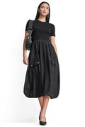 MIXED MEDIA CARGO MIDI BUBBLE DRESS