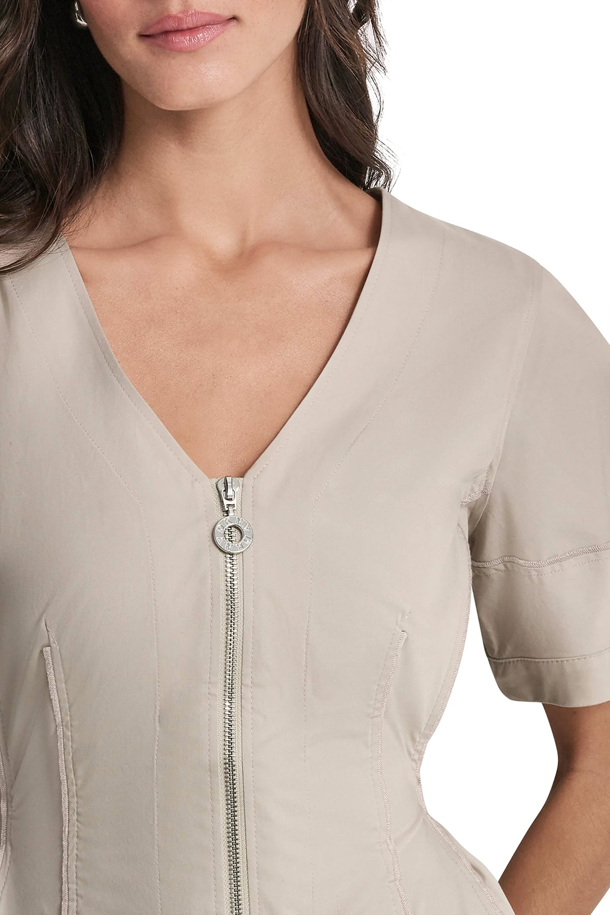 SHORT SLEEVE PLEATED FIT & FLARE DRESS
