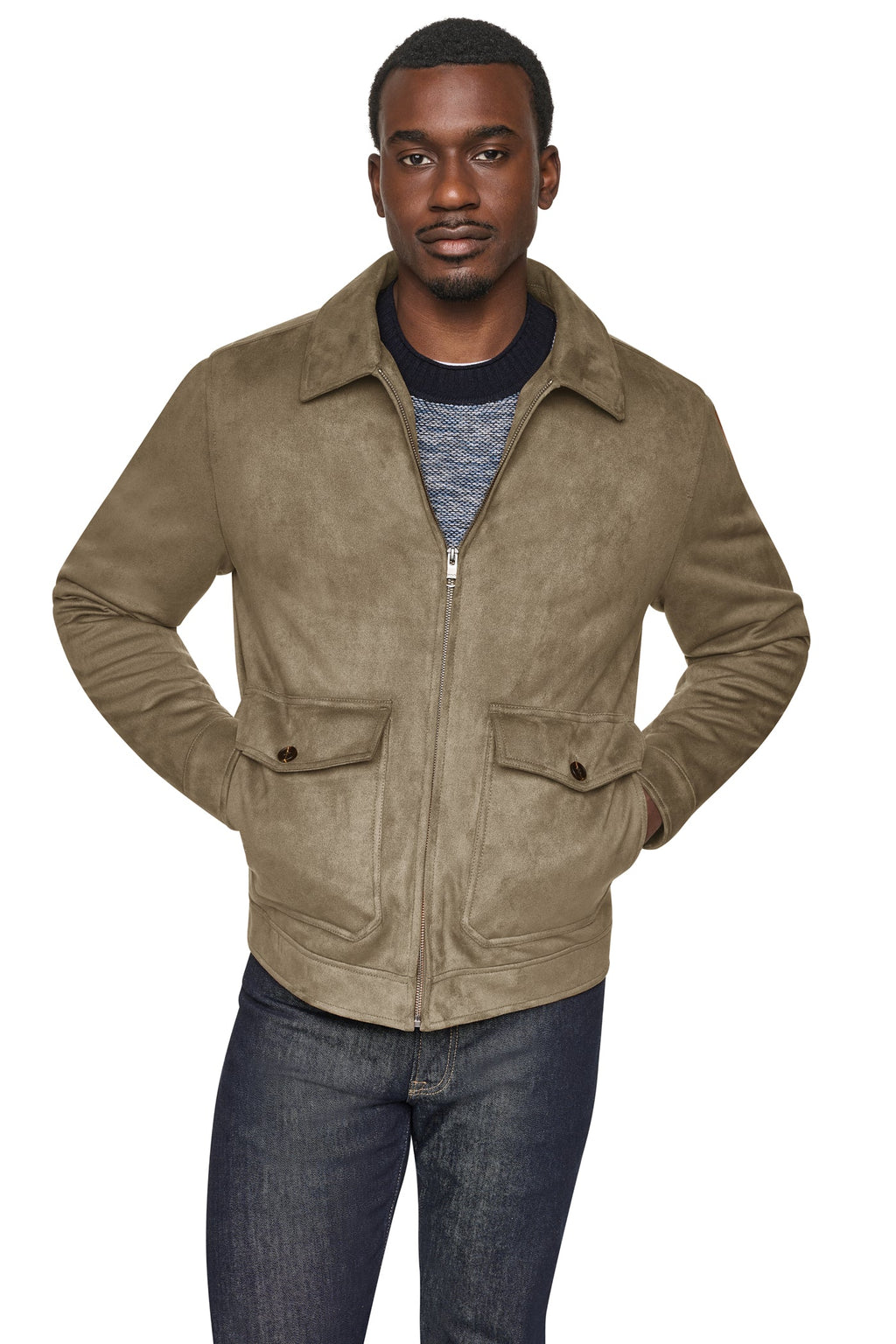 FAUX SUEDE TRUCKER JACKET