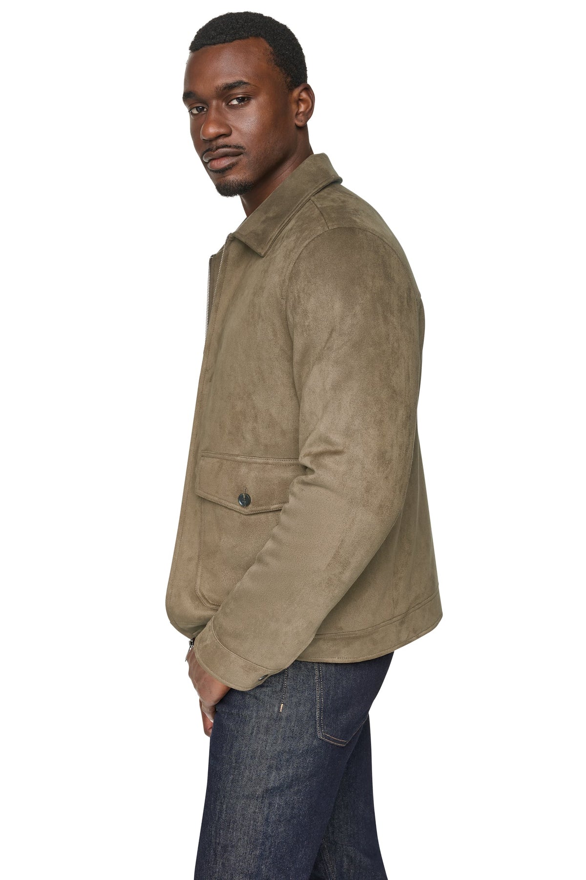 FAUX SUEDE TRUCKER JACKET