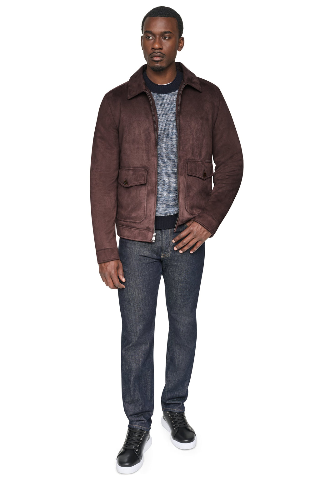 FAUX SUEDE TRUCKER JACKET