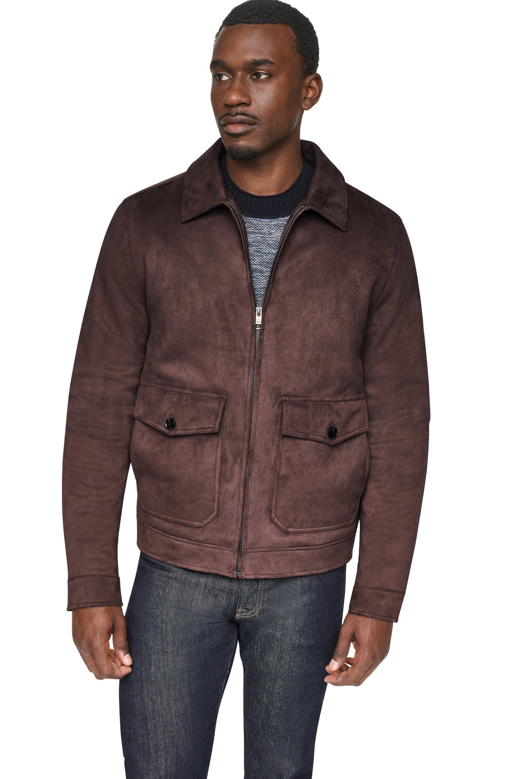 FAUX SUEDE TRUCKER JACKET