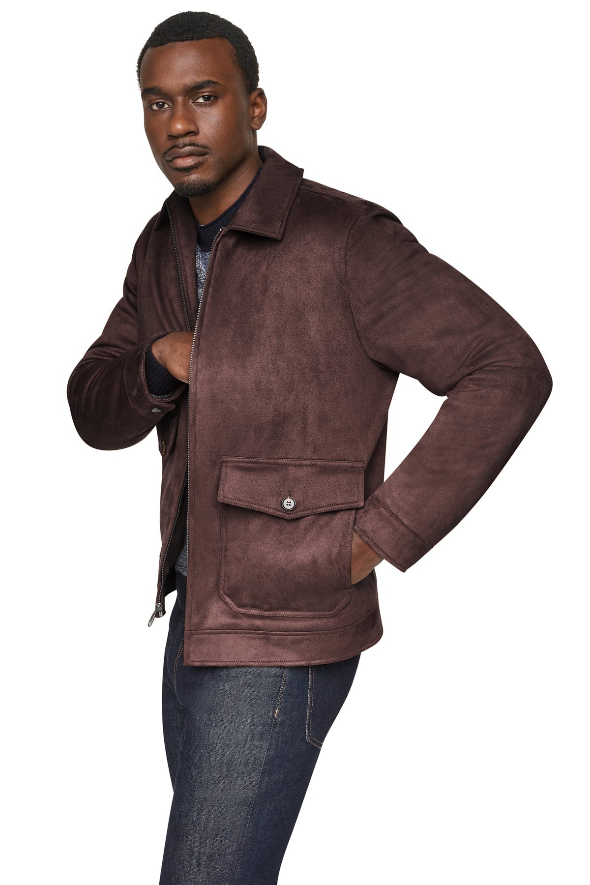 FAUX SUEDE TRUCKER JACKET