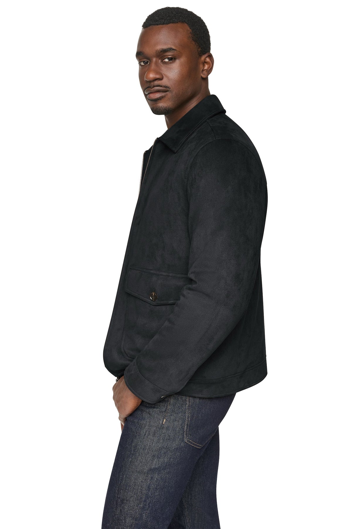 FAUX SUEDE TRUCKER JACKET