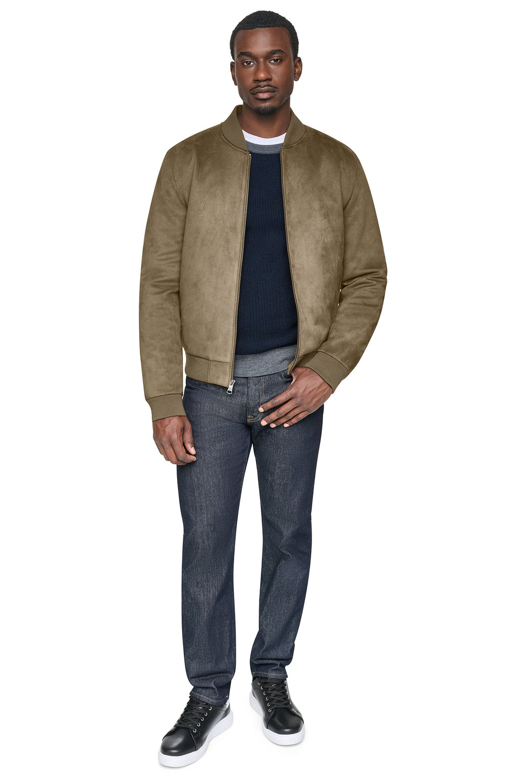 FAUX SUEDE BOMBER JACKET