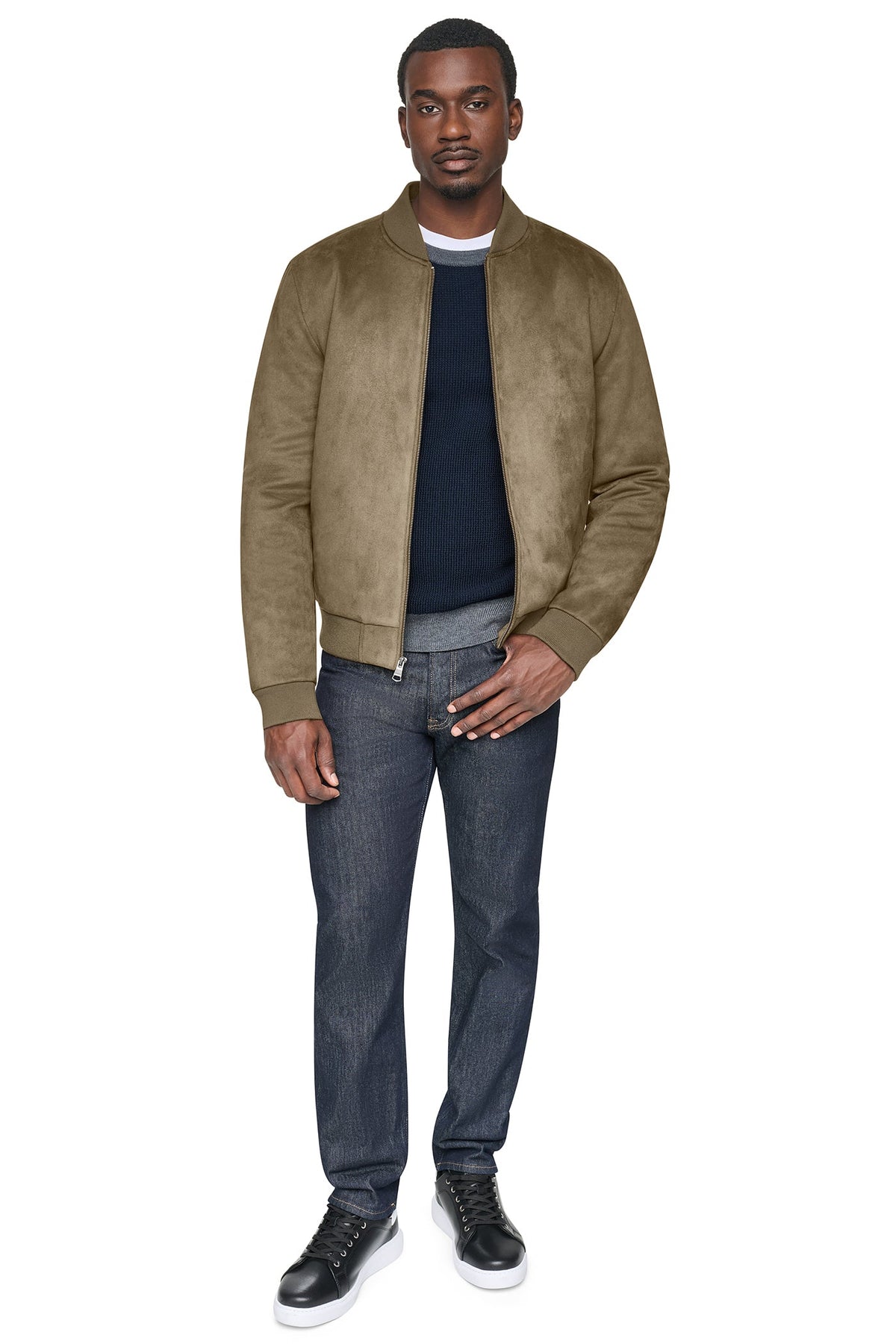 FAUX SUEDE BOMBER JACKET