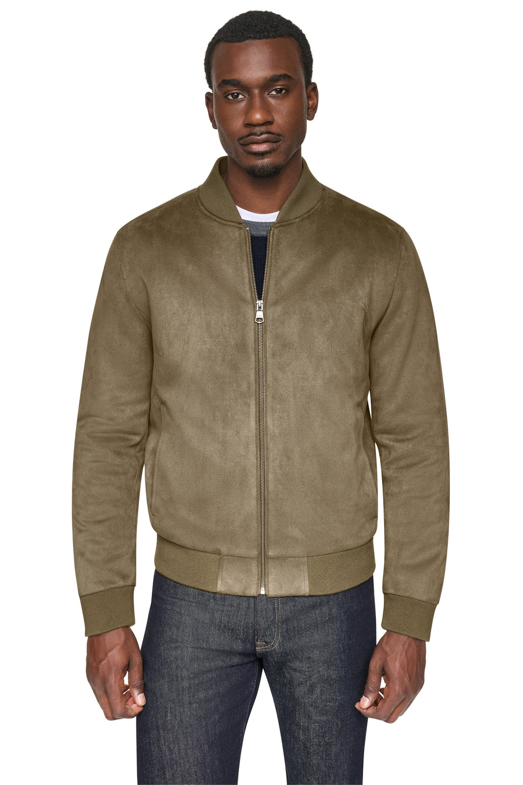 FAUX SUEDE BOMBER JACKET