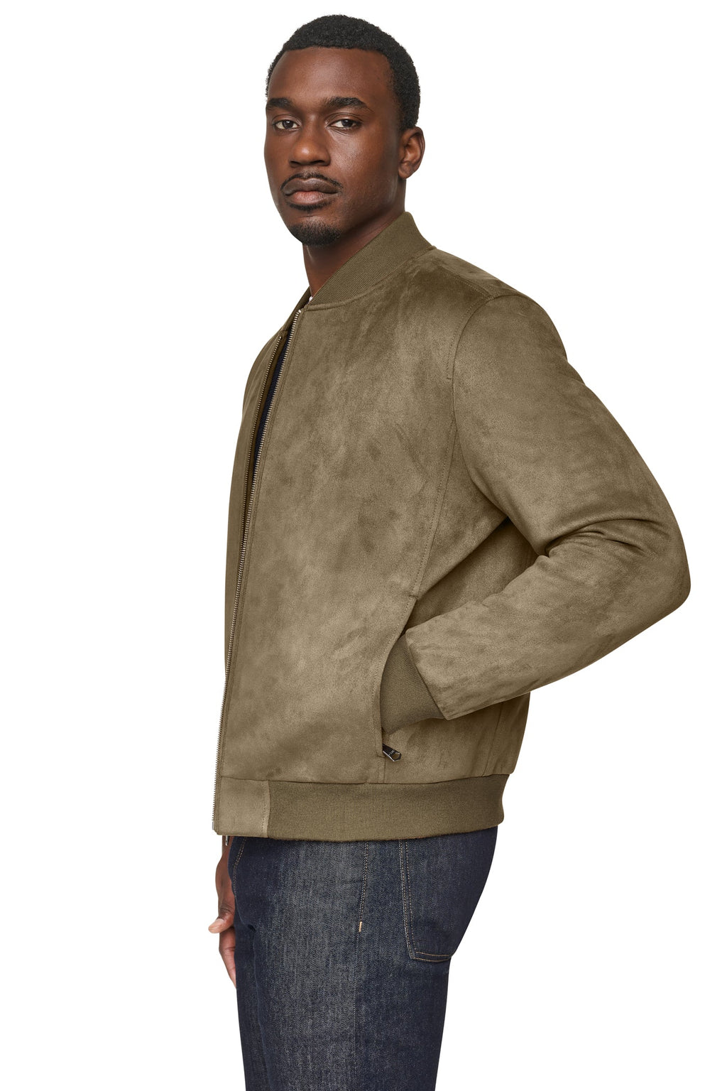 FAUX SUEDE BOMBER JACKET