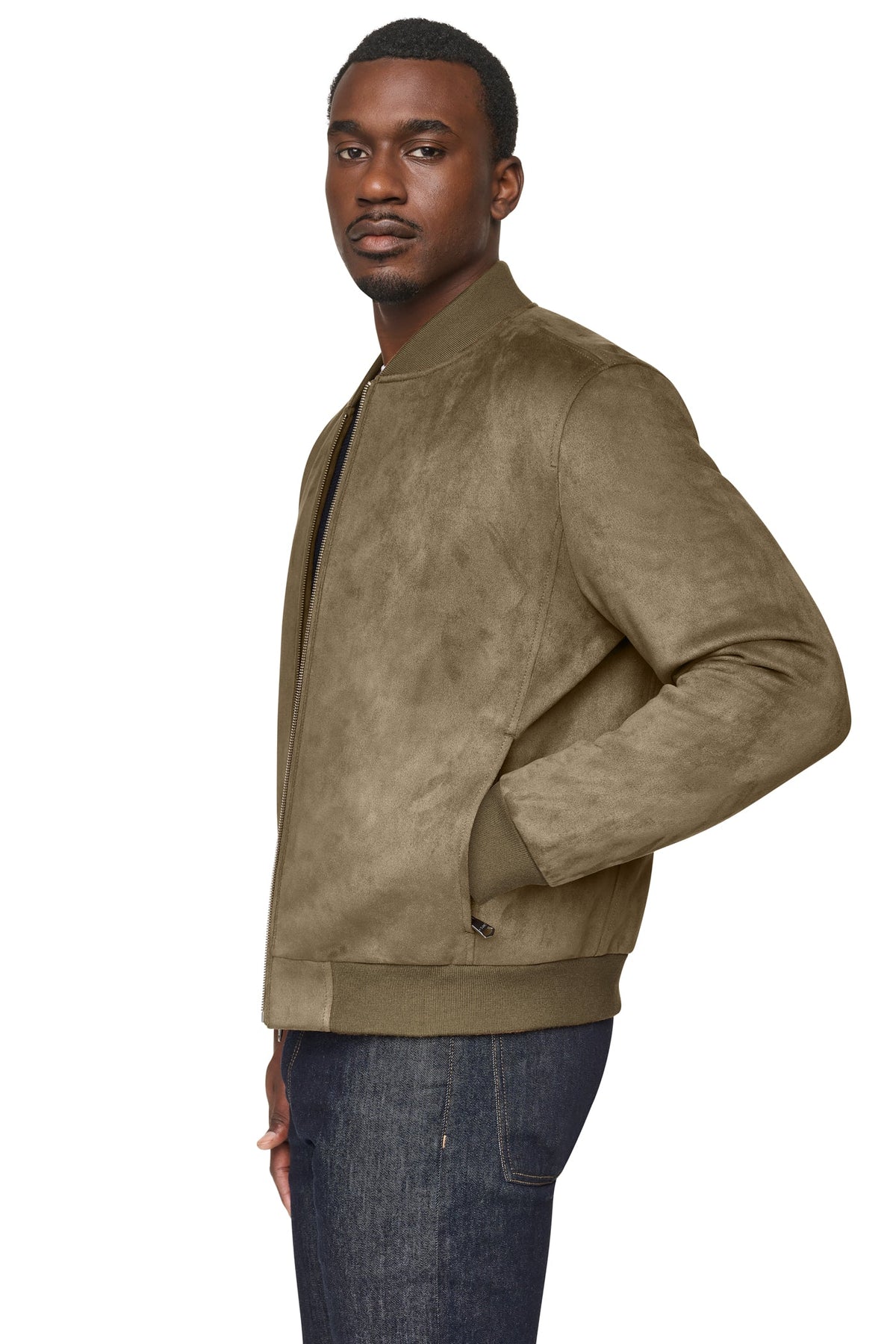 FAUX SUEDE BOMBER JACKET
