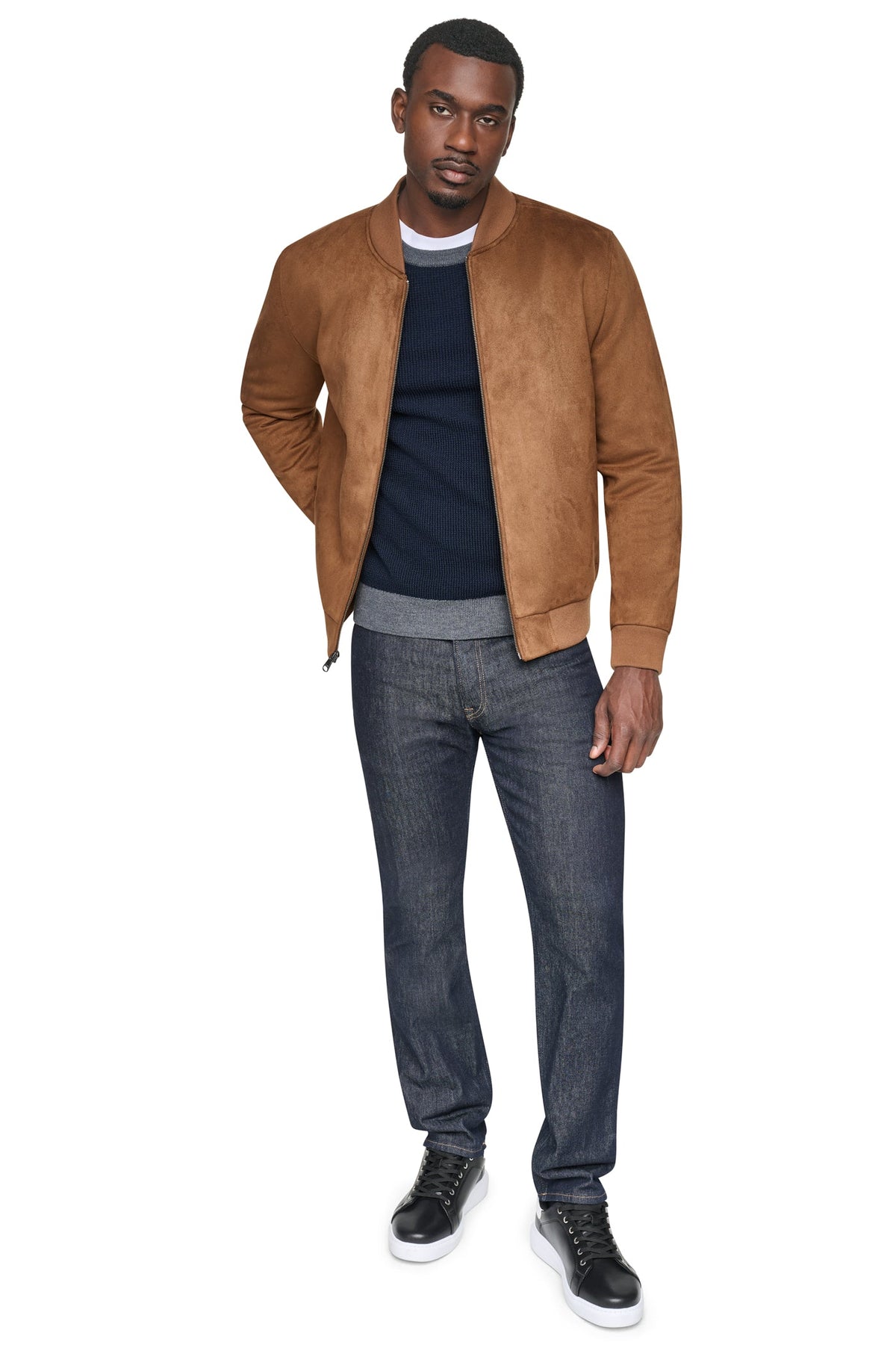 FAUX SUEDE BOMBER JACKET