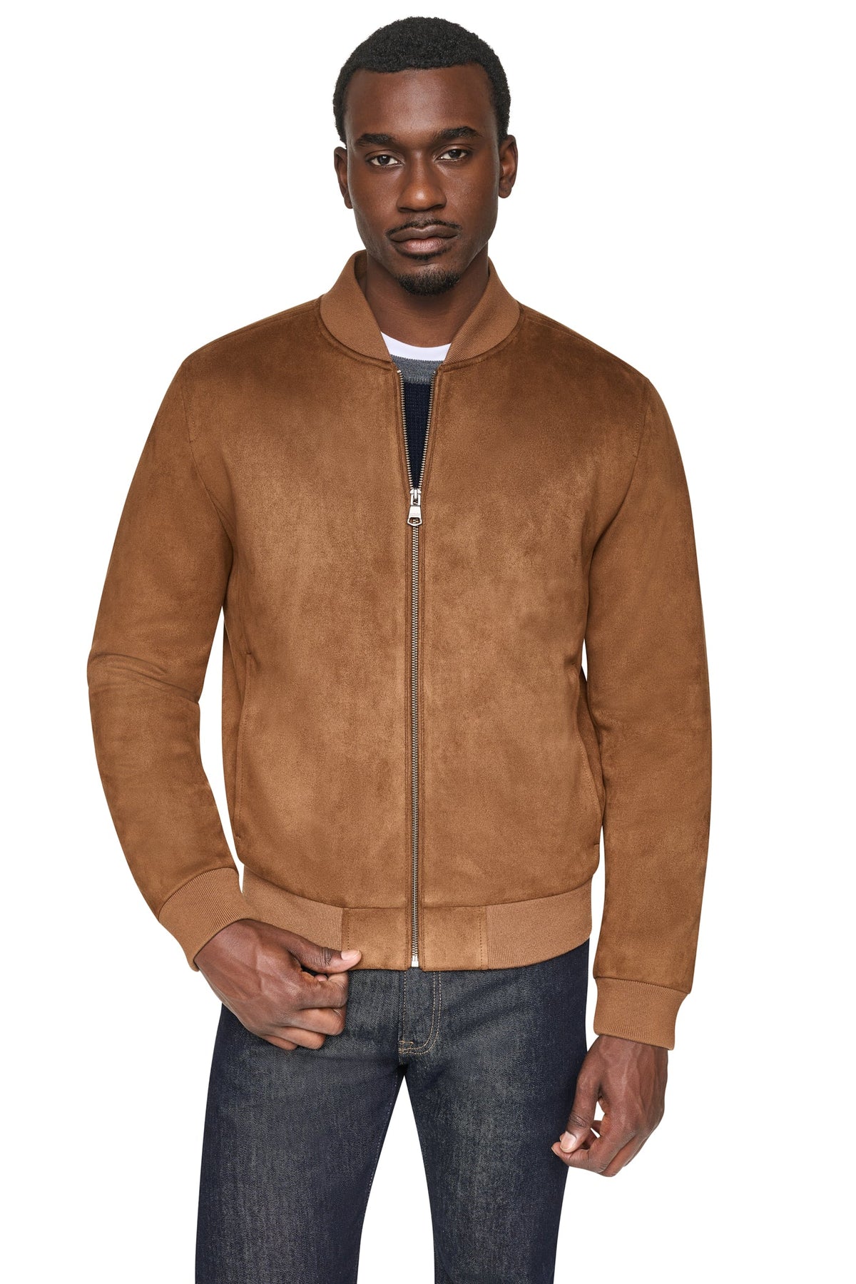 FAUX SUEDE BOMBER JACKET