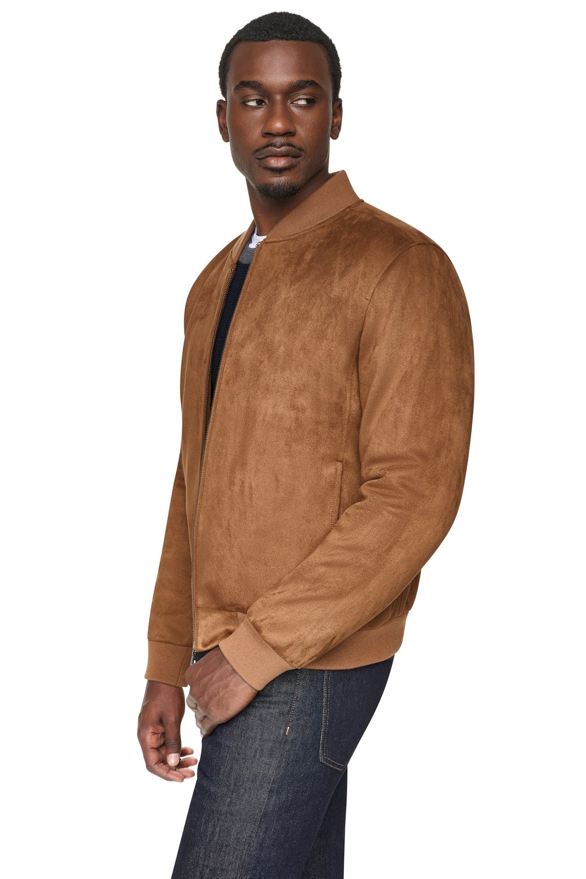 FAUX SUEDE BOMBER JACKET
