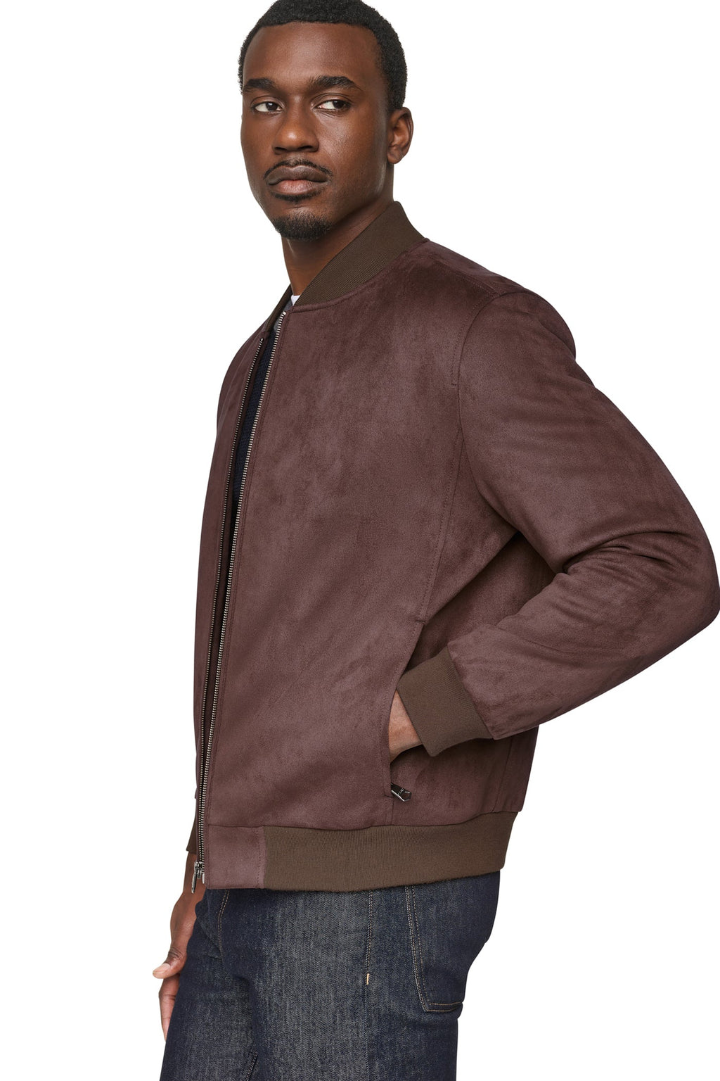 FAUX SUEDE BOMBER JACKET