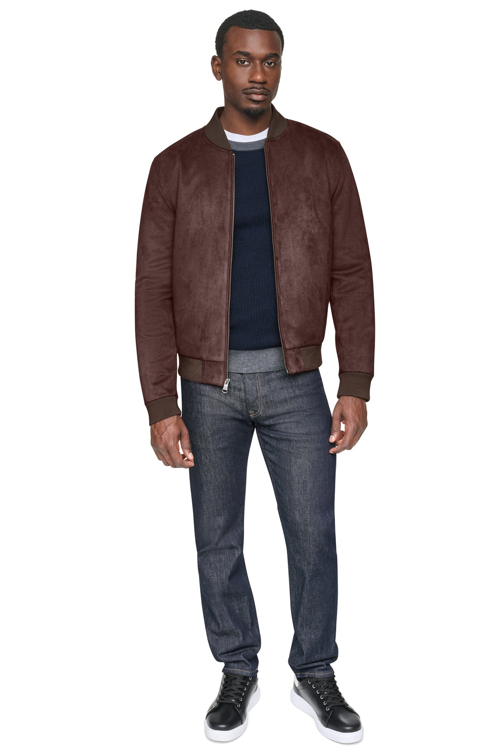 FAUX SUEDE BOMBER JACKET