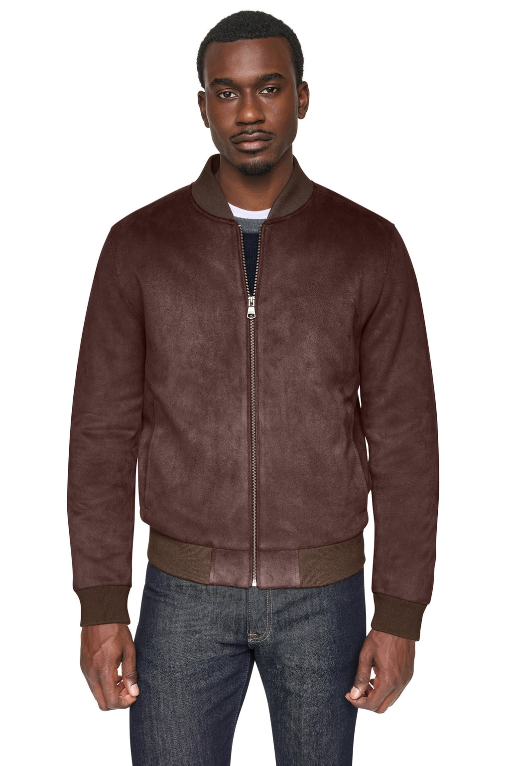 FAUX SUEDE BOMBER JACKET