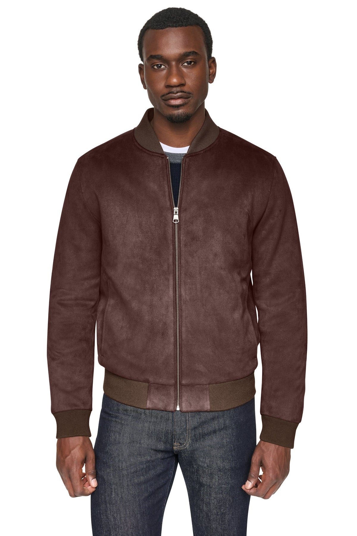 FAUX SUEDE BOMBER JACKET