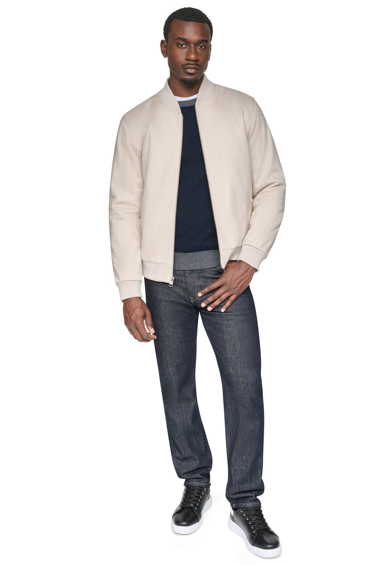 FAUX SUEDE BOMBER JACKET