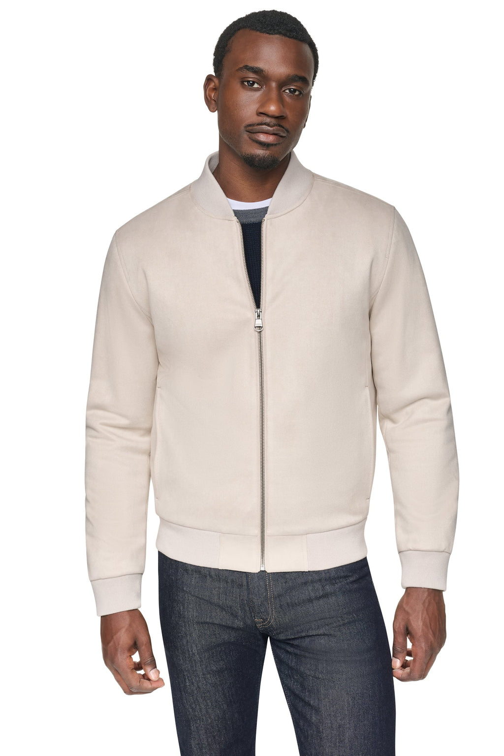 FAUX SUEDE BOMBER JACKET