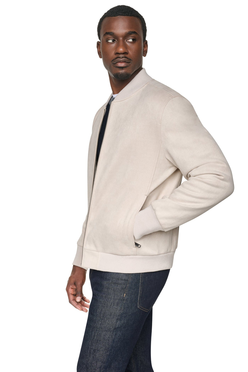FAUX SUEDE BOMBER JACKET
