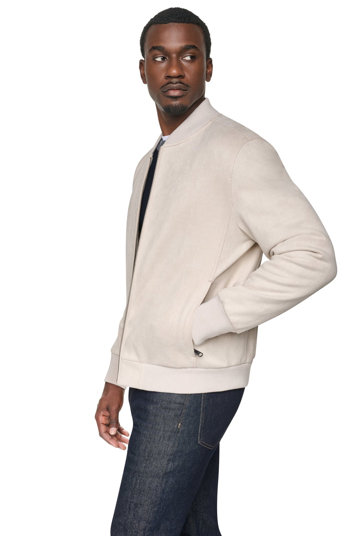 FAUX SUEDE BOMBER JACKET