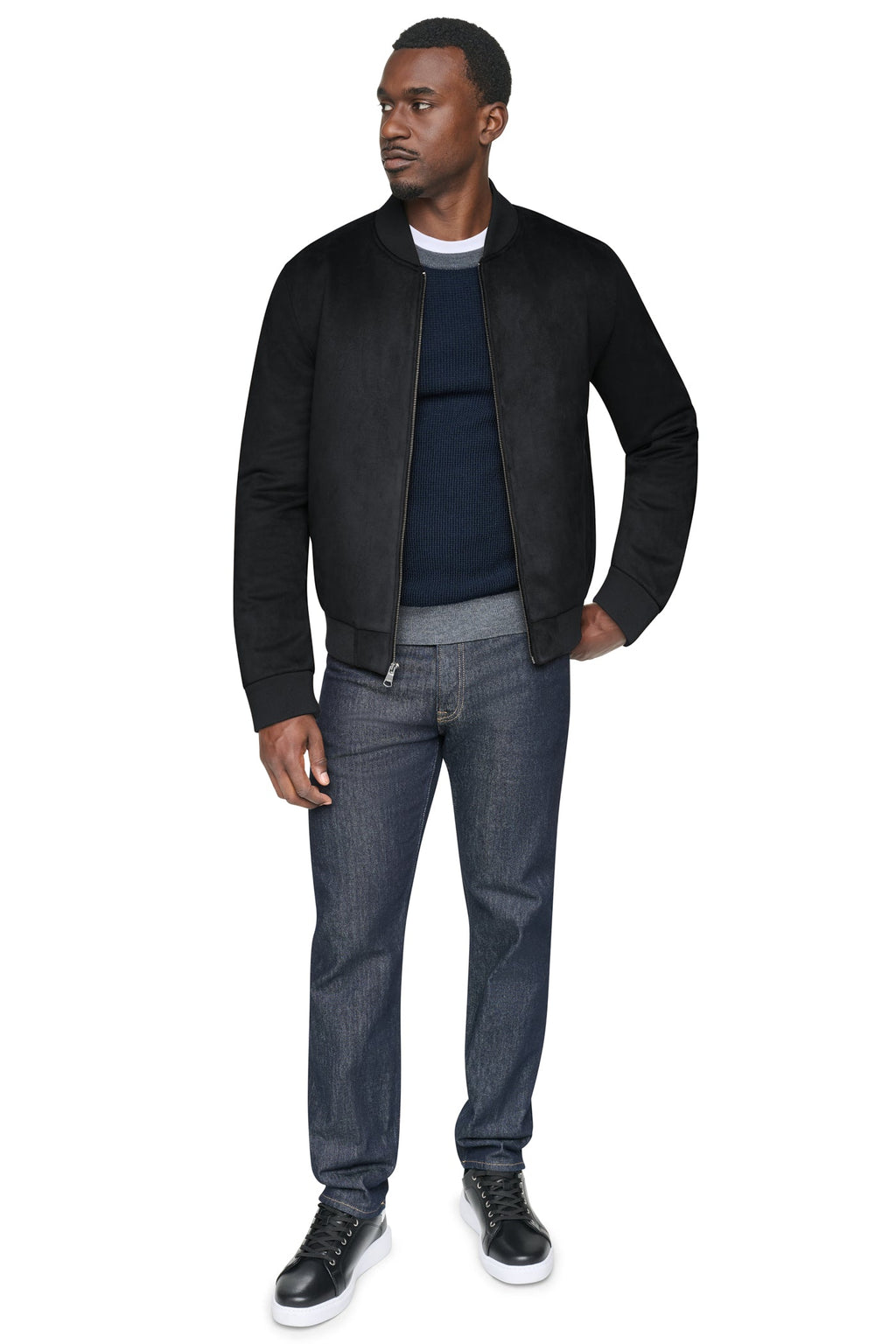 FAUX SUEDE BOMBER JACKET