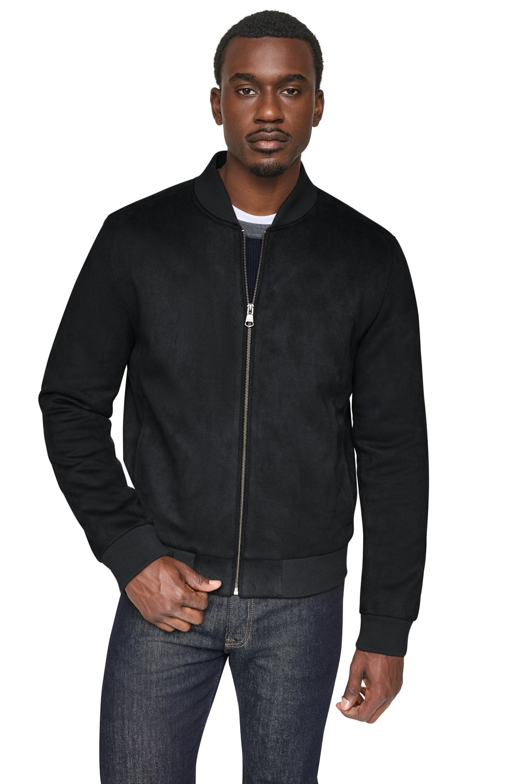FAUX SUEDE BOMBER JACKET