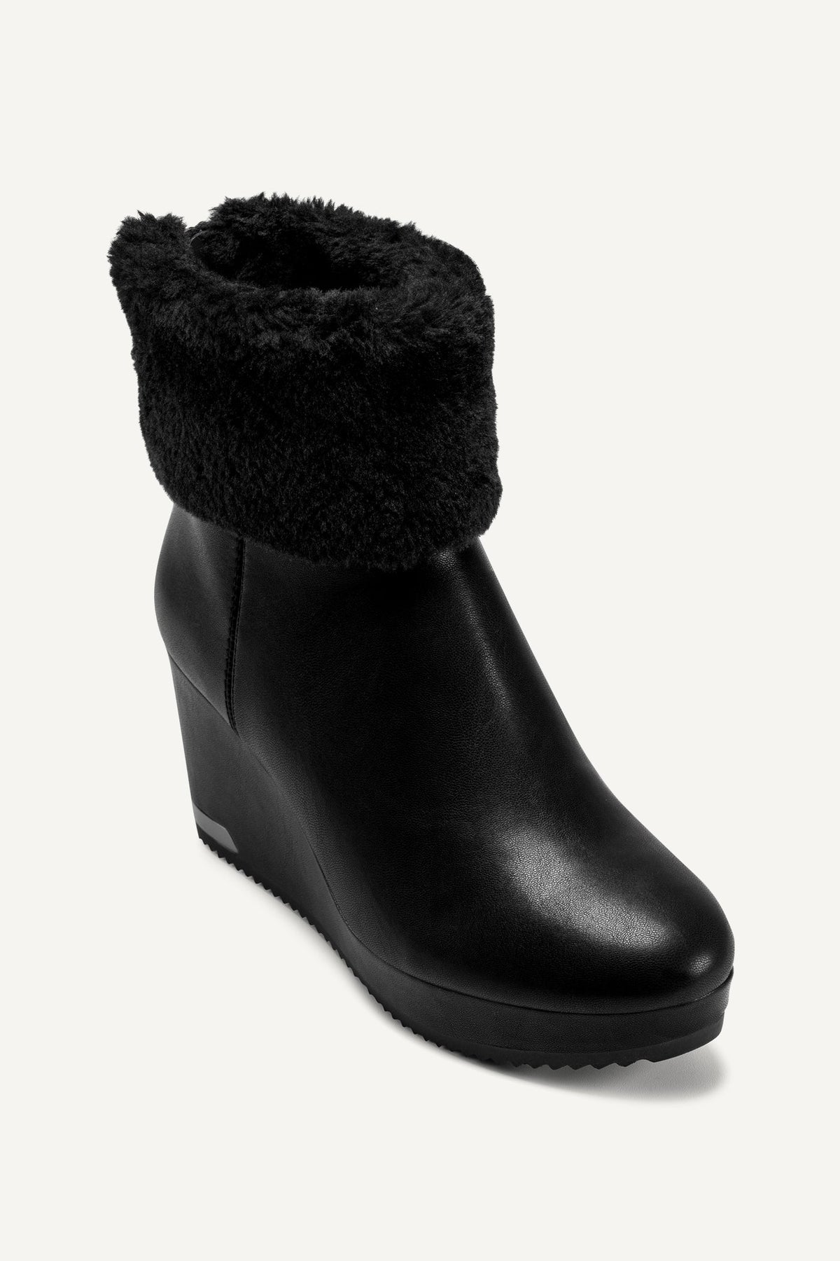 NADRA FAUX SHEARLING WEDGE BOOTIE